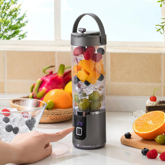 Blender showing 10-blade stainless steel blade set