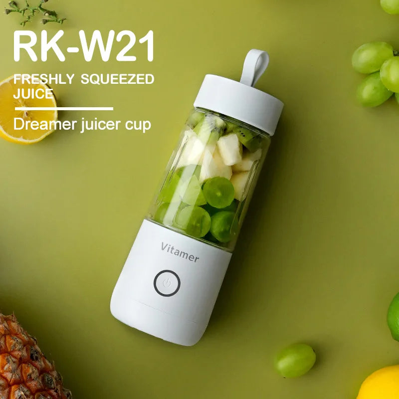 Portable blender blending a smoothie